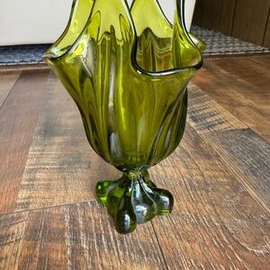 Vintage Elegant Green Viking Glass Vase